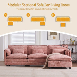 English Elm United Oversized 112" Modular Sectional Sofa Cloud Couch With Storage Ottoman, Usb Ports & Comfort Design W1568S00185-GIGA