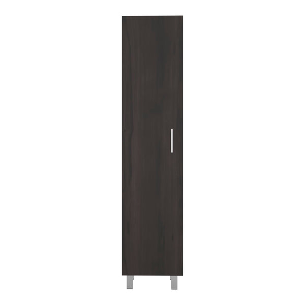 English Elm Vintro Tall Single Door Storage Cabinet with Metal Legs and Four Interior Shelves Dark Oak B070P487579