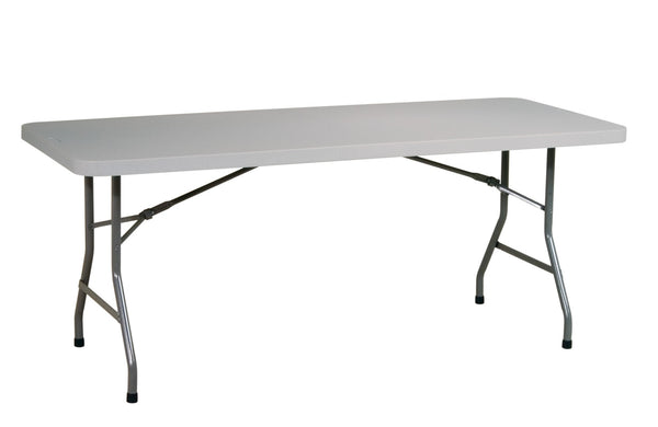 OSP Home Furnishings 5' Resin Top Folding Utility Table with Powder Coated Steel Frame for Indoor Outdoor Use 6' BT06Q