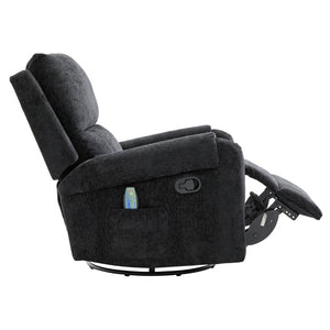 English Elm Manual Recliner Swivel Rocker Massage Chair Chenille Nursery and Living Room Seat Black N763P347287B