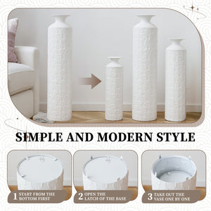 English Elm 39.4" Handcrafted Rattan-textured Pvc Tall Floor Vase Boho Entryway Sculptural Accent White W2796P446236