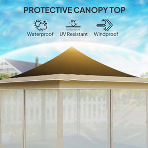 English Elm Adjustable Pop up Gazebo with Mesh Walls Oxford Fabric Canopy for Patio Garden T3971P426996