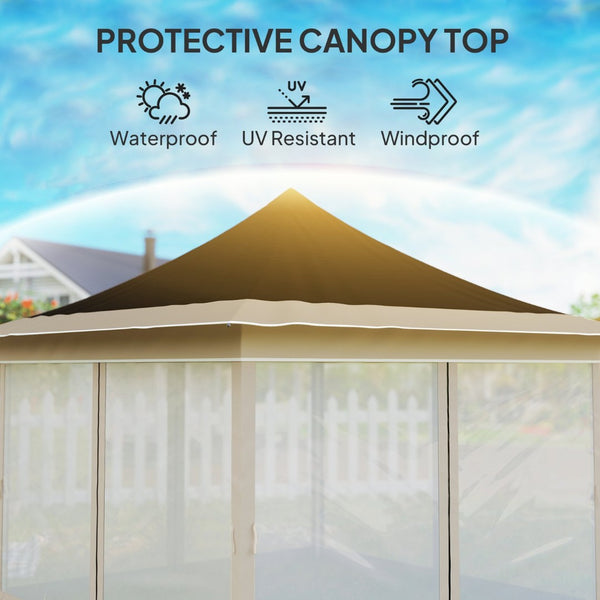 English Elm Adjustable Pop up Gazebo with Mesh Walls Oxford Fabric Canopy for Patio Garden T3971P426996