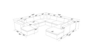 English Elm Coffee Bean Fabric Modular Sectional Sofa with Toss Pillows for Living Room B2748S00086