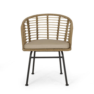 English Elm Christopher Knight Home® - RANDY Wicker Tub Chair Brown/Beige – Modern Polyethylene Rattan, Water‑Resistant Cushion, Compact уют 70834.00LBRN