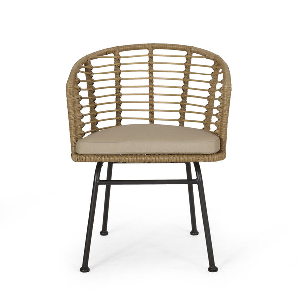 English Elm Christopher Knight Home® - RANDY Wicker Tub Chair Brown/Beige – Modern Polyethylene Rattan, Water‑Resistant Cushion, Compact уют 70834.00LBRN