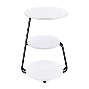 English Elm Dixon 3-Tier Round Accent Side Table in White with Slim Black Legs — Compact, Layered Storage for Small Spaces B062P378399
