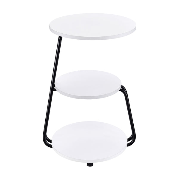 English Elm Dixon 3-Tier Round Accent Side Table in White with Slim Black Legs — Compact, Layered Storage for Small Spaces B062P378399