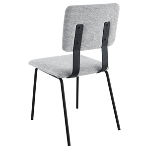 English Elm Valley Grey Fabric Upholstered Dining Side Chair Set of 2 — Slim Modern Minimalist U-Shaped Legs Comfort B062P299816