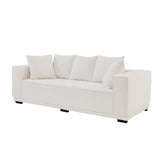 English Elm 88.97'' Mid Century Modern Upholstered Sofa With 5 Matching Toss Pillows, Including Bottom Frame,Comfy Couches For Living Room, Bedroom, Apartment and Office.White