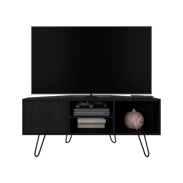 English Elm Ben Lomond Black TV Stand Corner Engineered Wood — Space-Saving Mid-Century Modern Entertainment Unit B092P315564