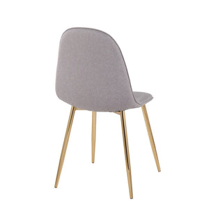 English Elm Pebble Contemporary Chair Set Of 2 In Gold Steel & Light Grey Fabric - Stylish, Comfortable Seating B202P223625-GIGA