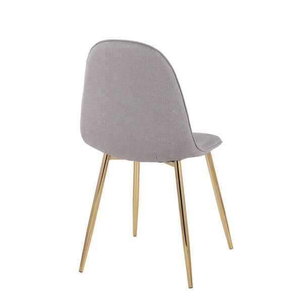 English Elm Pebble Contemporary Chair Set Of 2 In Gold Steel & Light Grey Fabric - Stylish, Comfortable Seating B202P223625-GIGA