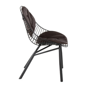 English Elm Wired Black Metal Dining Chair Set of 2 with Espresso Faux Leather Cushions — Contemporary Comfort & Durable Design B202P223692