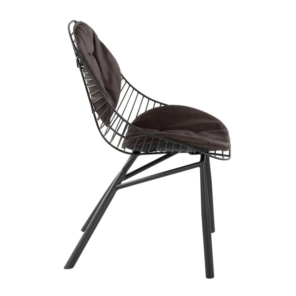 English Elm Wired Black Metal Dining Chair Set of 2 with Espresso Faux Leather Cushions — Contemporary Comfort & Durable Design B202P223692