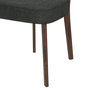 English Elm Dellers Mid-century Upholstered Dining Chair Set Walnut Tapered Legs Foam Cushion Gray B127P495101