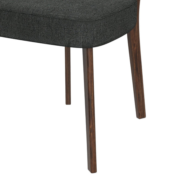English Elm Dellers Mid-century Upholstered Dining Chair Set Walnut Tapered Legs Foam Cushion Gray B127P495101