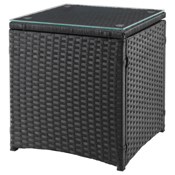 English Elm Imperia 3-Piece Conversation Set with Removable Washable Cushions, Tempered Glass End Table, Weatherproof Rattan Frame Grey B365P398239