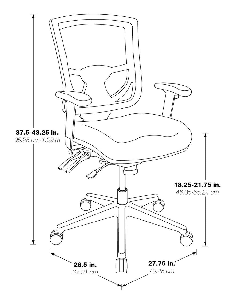 OSP Home Furnishings Contoured Plastic Back Manager Chair with Lumbar Support and Ergonomic Foam Seat 97898CWH (Fun Colors) Seat Only