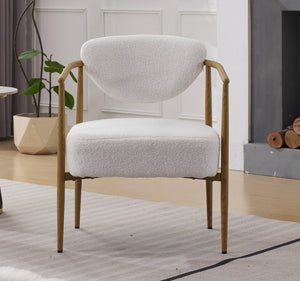 English Elm Beige Woven Fabric Dining Chair Set of Two with Wood Grain Iron Frame for Any Room W3149S00006