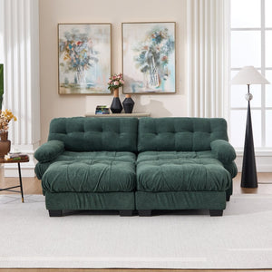 English Elm U Shaped Modular Sectional Sofa Flannelette Cloud Couch Deep Seat Plush Living Room Green W2120S00027