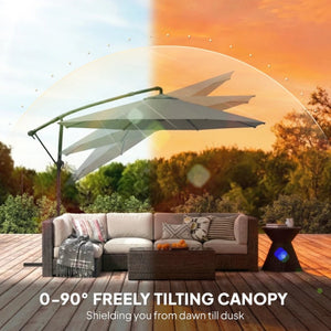 English Elm Large Offset Cantilever Patio Umbrella with 360 Rotation Tilt and Uv Protection Gray T3971P466709