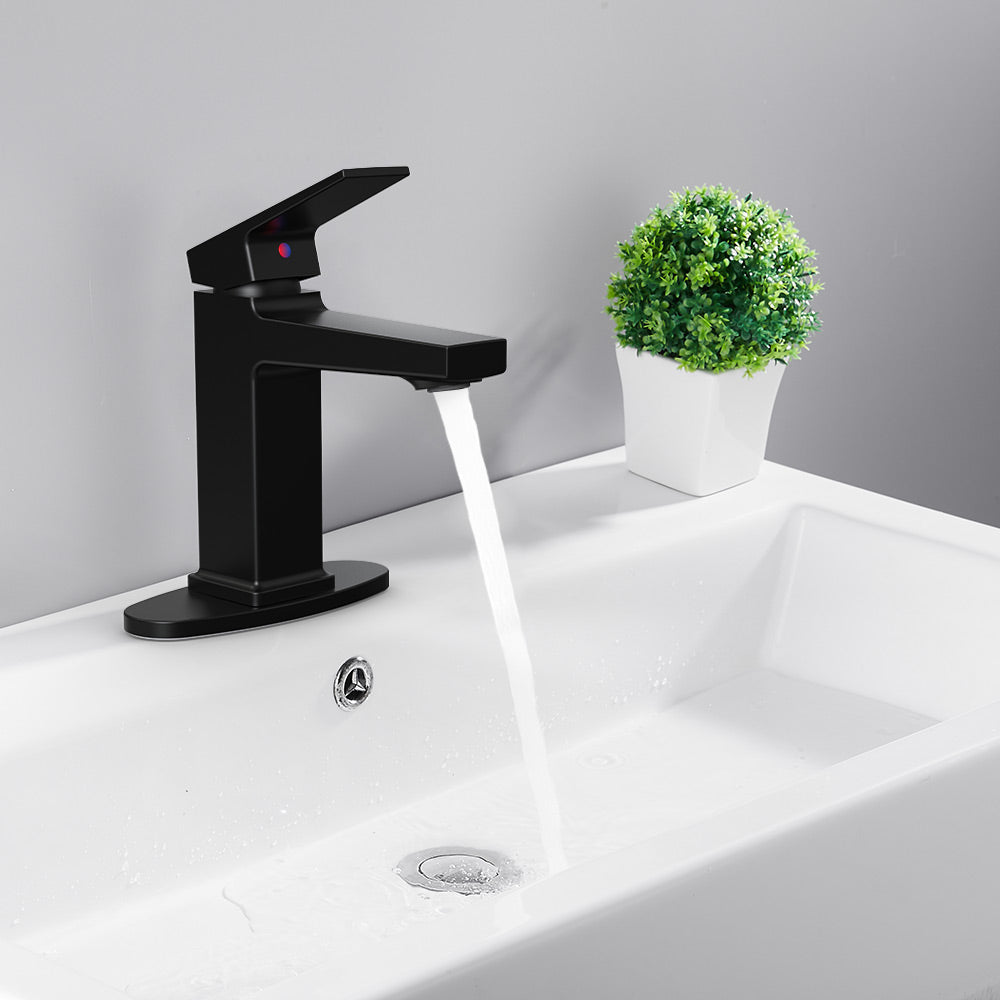English Elm Matte Black Single Handle Bathroom Faucet - Modern Deck-Mounted Design For Easy Installation & Style T3177P289661