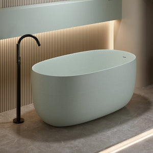 English Elm 51'' Freestanding Solid Resin Stone Soaking Tub Spa Ergonomic Matte White Bath Turquoise Green W2753P340358