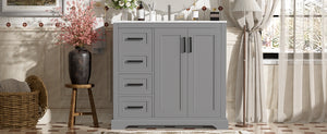 English Elm 36" Modern Bathroom Vanity with Ceramic Sink, Soft-Close Doors, 3 Drawers & Ample Storage for Small Baths Gray N729P280194E