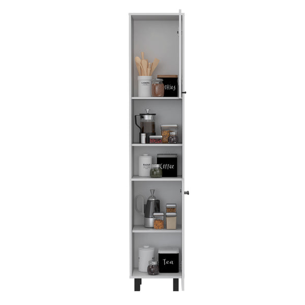 English Elm Hobart Tall Kitchen Pantry Cabinet with Four Legs, Three Interior Shelves, Two Shelves, Two Doors White 83.2 L x 19.8 W x 5 H B07091871