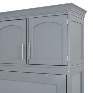 English Elm Full Size Murphy Wall Bed with Top Cabinet Storage for Studio or Guest Room LP006664AAE-1