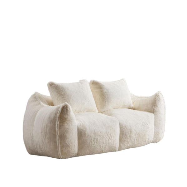 English Elm Giant Ultra Soft Fluffy Loveseat Bean Bag Sofa for Adults, Oversized Shredded Foam Couch with Pillows White W3723P353892