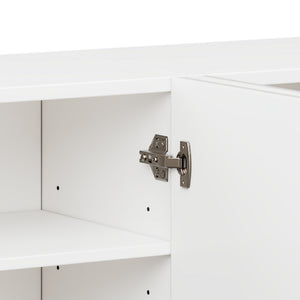 English Elm Stylish Thick Wavy Door TV Cabinet with Adjustable Shelves, Cable Management, Sturdy Legs, Modern Media Console White N721P350797K