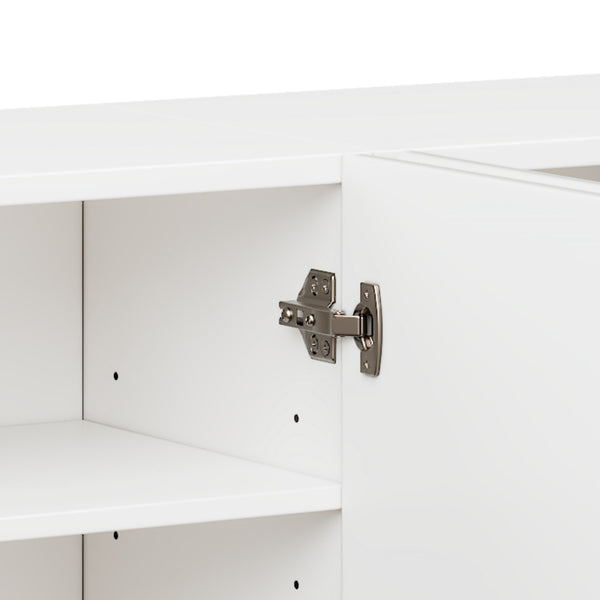 English Elm Stylish Thick Wavy Door TV Cabinet with Adjustable Shelves, Cable Management, Sturdy Legs, Modern Media Console White N721P350797K