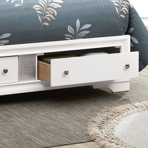 English Elm Madrid Queen Bed With Under-Bed Storage, Elegant White Finish & Silver Trim - Modern Bedroom Centerpiece B078S00615