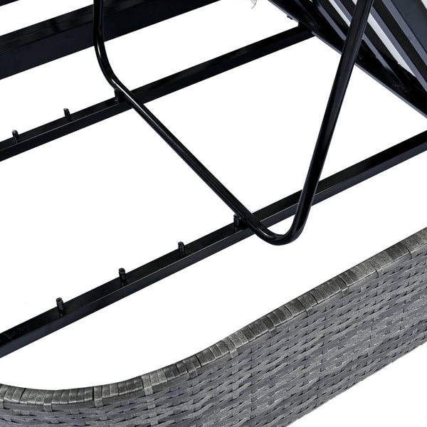 English Elm Trexm Outdoor Pe Rattan Daybed Dual Adjustable Backrests Iron Frame Poolside Lounger N715P250512B