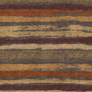 HomeRoots 9' X 12' Elegant Chocolate, Gold & Burgundy Striped Washable Area Rug with UV Protection & Stability 680000