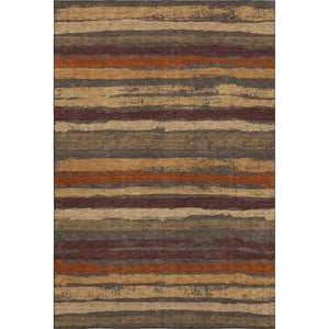 HomeRoots 10' X 14' Washable Chocolate, Gold & Burgundy Striped Area Rug – Durable, UV-Protected & Stylish! 680001