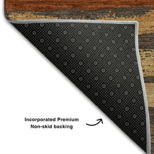 HomeRoots 10' X 14' Washable Chocolate, Gold & Burgundy Striped Area Rug – Durable, UV-Protected & Stylish! 680001