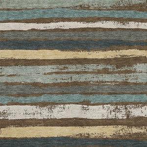 HomeRoots 5' X 8' Striped Washable Area Rug in Brown, Gold & Ivory - UV Protected for Indoor/Outdoor Use! 680003