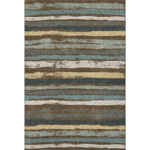 HomeRoots 9' Striped Washable Area Rug in Brown, Gold & Ivory - Durable, UV Protected for High-Traffic Homes 680006