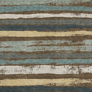 HomeRoots 10' X 14' Striped Area Rug in Brown, Gold & Ivory - Washable, UV-Protected, Durable for Busy Homes 680007