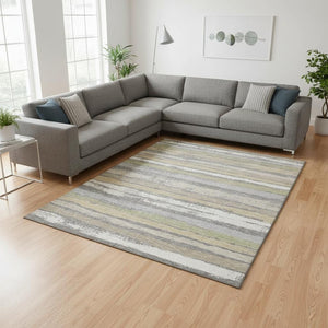 HomeRoots 10' X 14' Stylish Striped Washable Area Rug with UV Protection - Perfect for Living Spaces & Patios! 680019