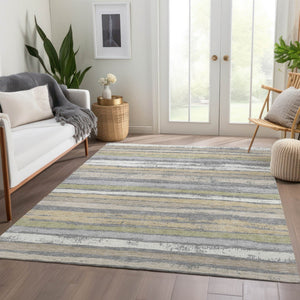HomeRoots 10' X 14' Stylish Striped Washable Area Rug with UV Protection - Perfect for Living Spaces & Patios! 680019