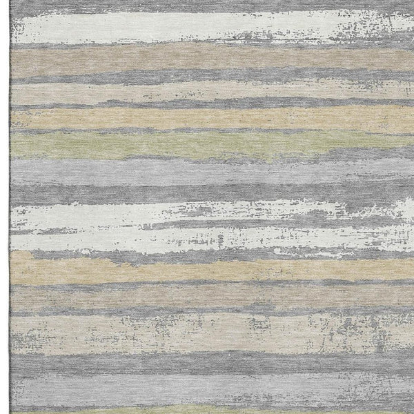 HomeRoots 10' X 14' Stylish Striped Washable Area Rug with UV Protection - Perfect for Living Spaces & Patios! 680019