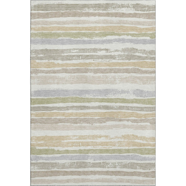 HomeRoots 5' X 8' Stylish Ivory Beige & Taupe Striped Washable Area Rug - UV Protected, Stain-Resistant Design 680021