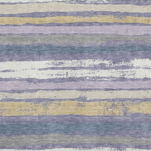 HomeRoots 8' X 10' Striped Washable Area Rug in Purple, Gold & Ivory - UV Protected, Durable & Stylish Design 680041