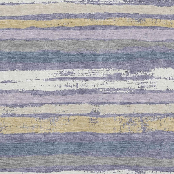 HomeRoots 8' X 10' Striped Washable Area Rug in Purple, Gold & Ivory - UV Protected, Durable & Stylish Design 680041