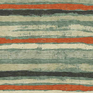 HomeRoots 8' X 10' Sage Orange And Beige Striped Area Rug - Durable, Stain-Resistant, UV Protected Style for Your Home 680047