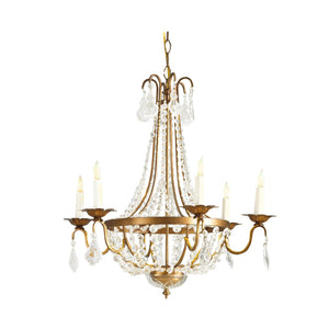 Chelsea House Empire Italian Gilt Crystal Chandelier — 25" Classic Cascade Fixture For Dining, Foyer, Transitional Homes 68005
